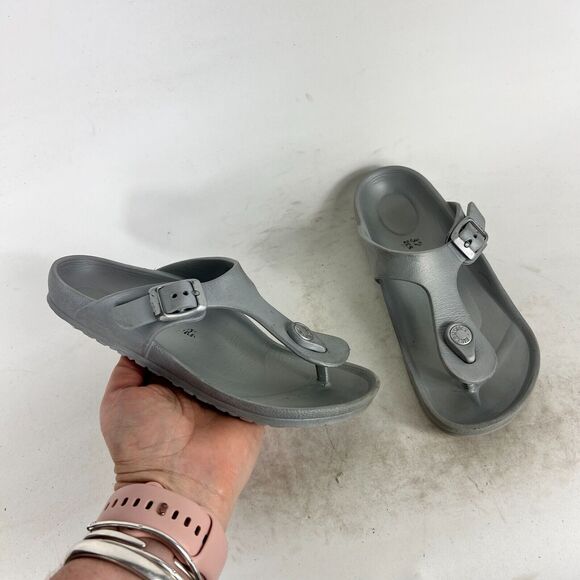 Birkenstock Flip Flop Kids 1 Gray Rubber Open Toe Casual Preppy Slide Sandals - Picture 1 of 9